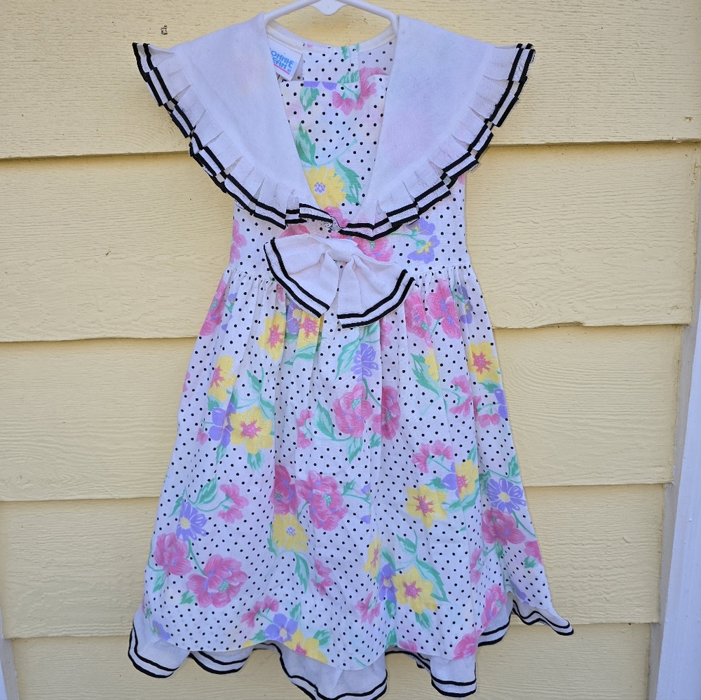 Vintage Bonnie Jean Floral Girl Dress Size 5